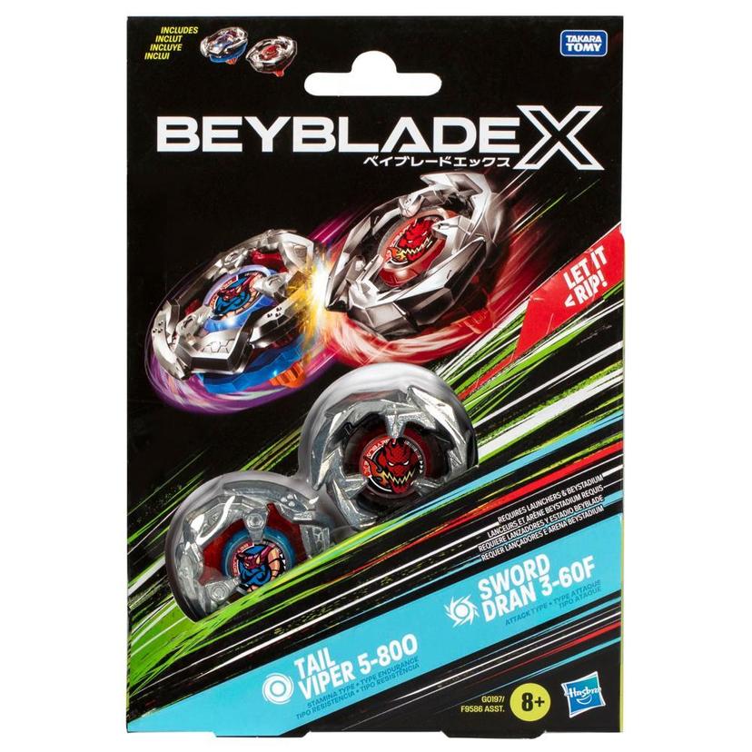 Beyblade X Tail Viper 5-80O und Sword Dran 3-60F Kreisel Dual Pack product image 1
