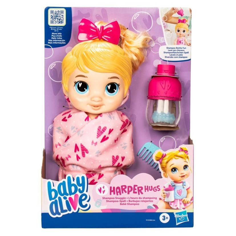 Baby Alive Shampoo Snuggle Harper Hugs, Κούκλα κούκλα μωρό με ξανθά μαλλιά για παιχνίδια με νερό product image 1