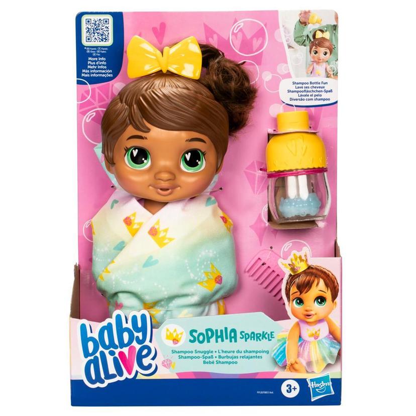 Baby Alive Shampoo Snuggle Sophia Sparkle, Κούκλα μωρό με καστανά μαλλιά για παιχνίδια με νερό product image 1