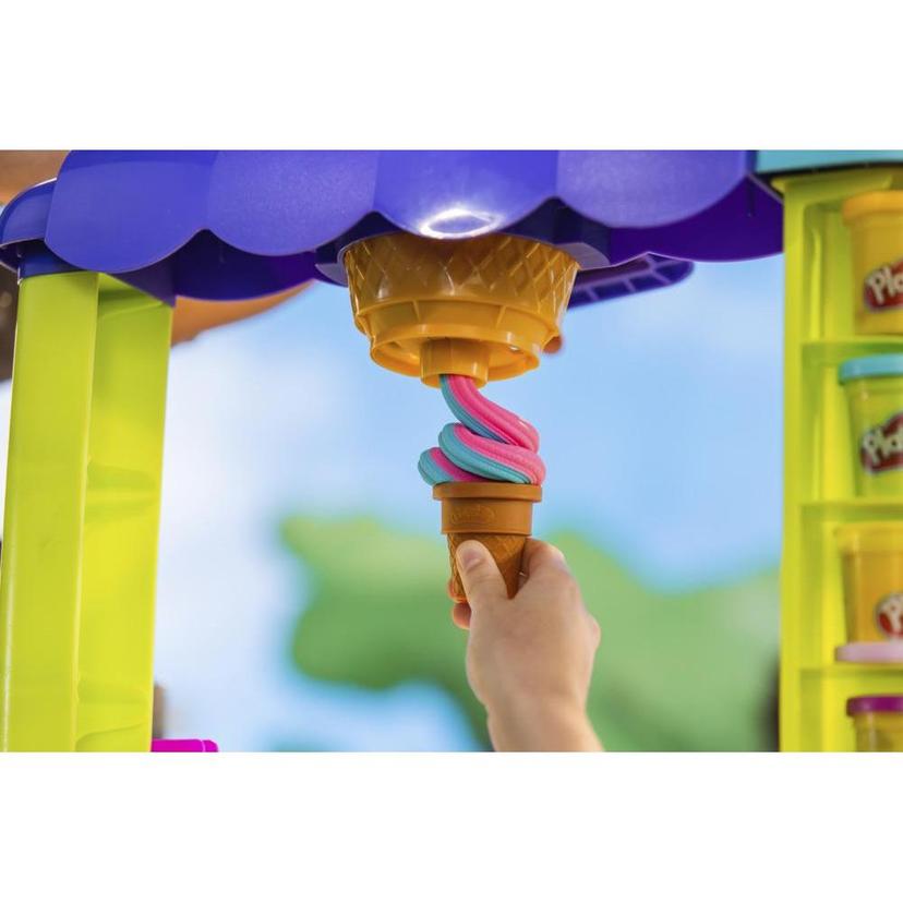 Play-Doh, Camion de glace géant, inclut 27 accessoires, 12 pots de