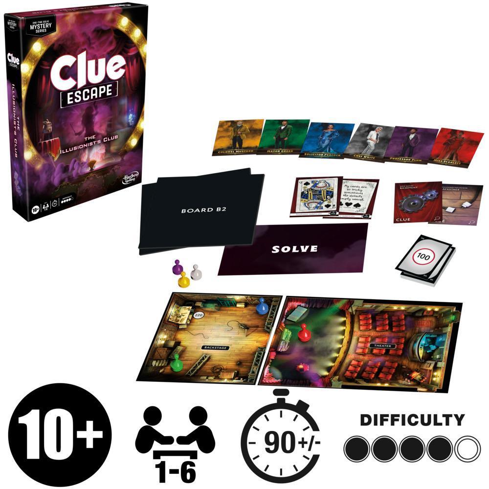 Cluedo Escape: The Illusionist’s Club-brettspill, escape room-spill som kan løses én gang, Mysteriespill, Fra 10 år product thumbnail 1