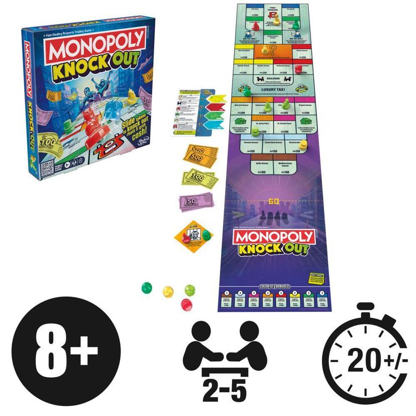 Monopoly Knockout Family Party Game, Quick-Playing Board Games for Ages 8+, 2-8 Players, 20 Mins. product image 1