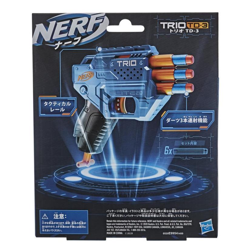 Lanzador Nerf Elite 2.0 Trio TD-3 - Incluye 6 dardos Nerf oficiales - 3 cañones - riel táctico para personalizar product image 1