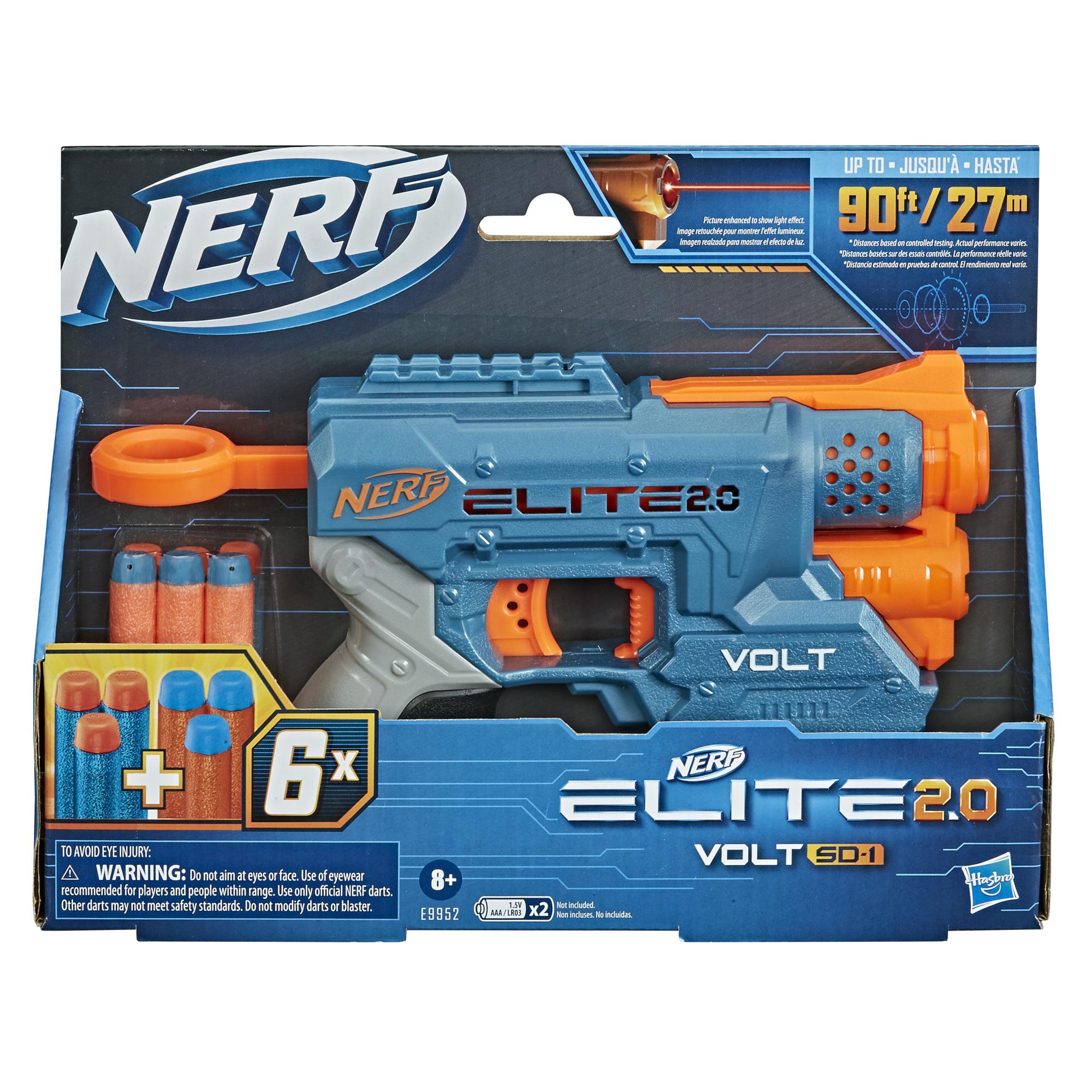 Nerf Elite 2.0, blaster Volt SD-1, 6 fléchettes Nerf, faisceau lumineux, rangement pour 2 fléchettes, 2 rails tactiques product thumbnail 1