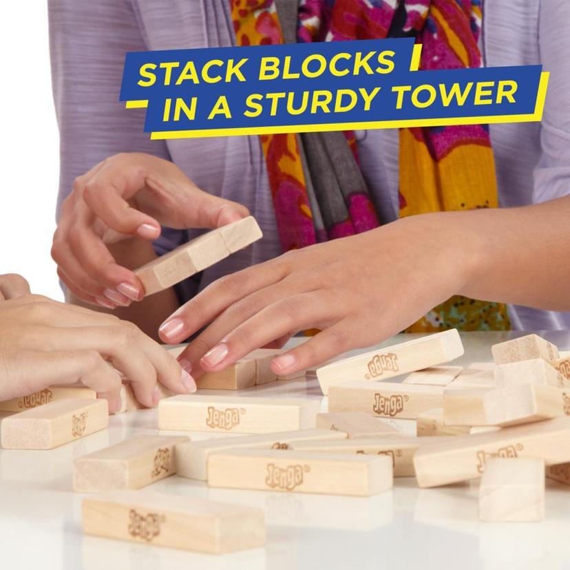 Jenga classique, jeu de blocs en bois massif à empiler pour former une tour product image 1